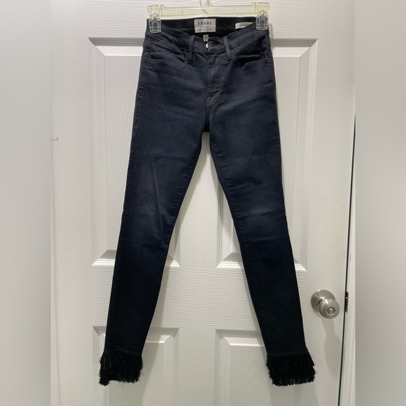 FRAME Denim Le High Skinny Triple Fringe-hem Jeans Size 24 - Picture 2 of 15